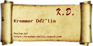 Kremmer Dália névjegykártya